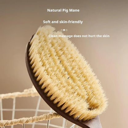 Brosse de bain à poils de noix de coco à poignée de 35 cm de long pour le bain, le nettoyage, le massage, le frottement, le brossage du dos