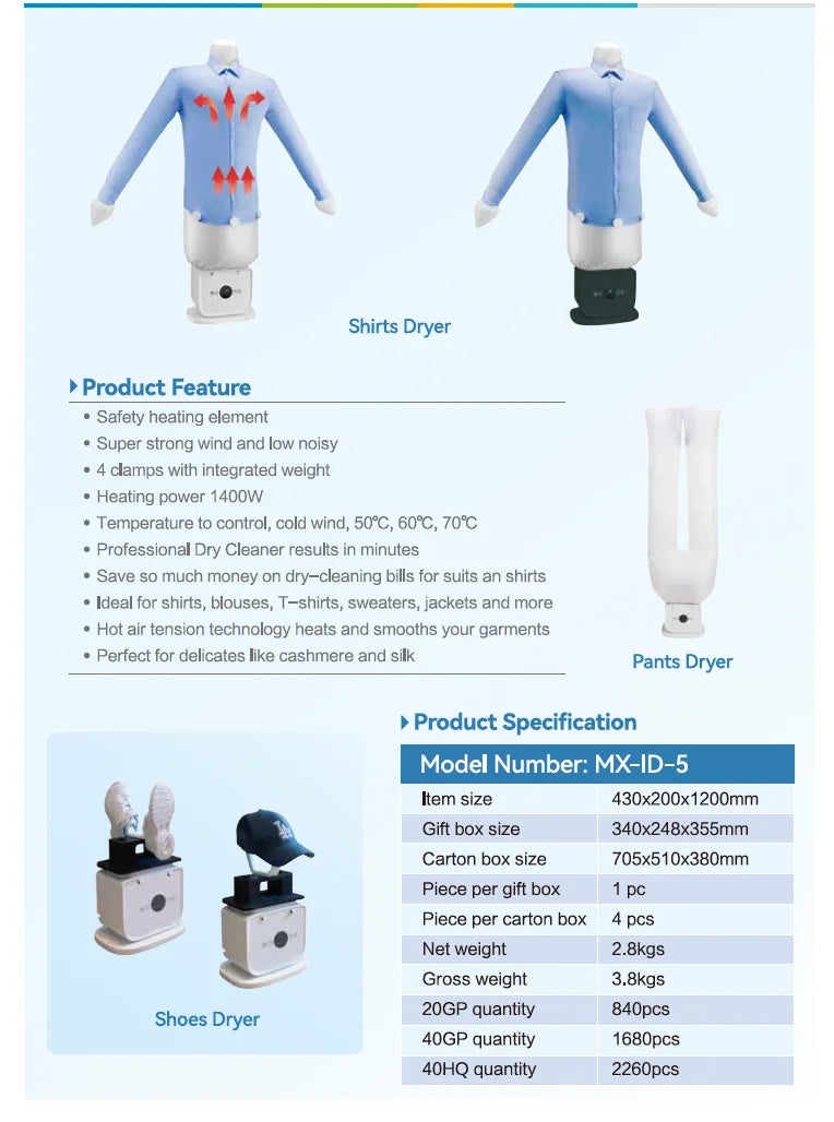 Machine à repasser automatique pour vêtements Machine de séchage à l'air Machine de chauffage Mini dispositif de repassage pliant Portable électrique pour vêtements Séchoir à chaussures / Automatic Clothing Ironing Machine Air Drying Heating Machine Mini