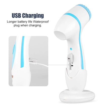 Brosse de nettoyage électrique 3 en 1 Nettoyant pour le visage à ultrasons Masseurs pour le visage Brosse de nettoyage rotative sonique Outil de nettoyage en profondeur pour le visage