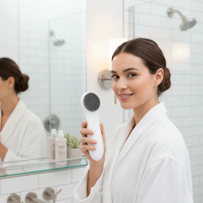 Waterproof Electric Facial Cleansing Brush Silicone Head Vibrating Facial Cleaning Scrubber Deeep Cleaning Wireless
