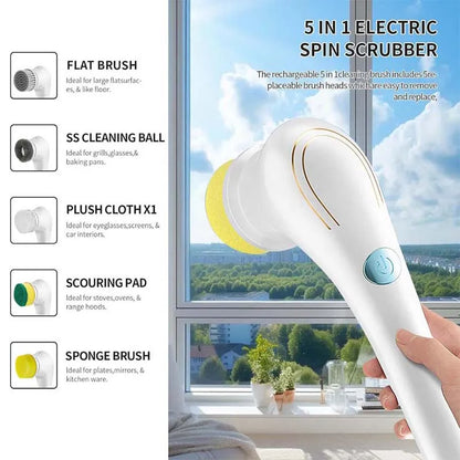 Brosse à vaisselle de cuisine rechargeable par USB Nettoyant pour évier Salle de bain Baignoire Brosse propre Spin Scrubber Brosse de nettoyage électrique