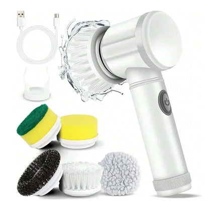 Nouveau récureur à rotation sans fil Têtes de brosse rechargeables électriques 5 en 1 pour salle de bain Carrelage de cuisine coulis Douche Voiture Nettoyage en profondeur