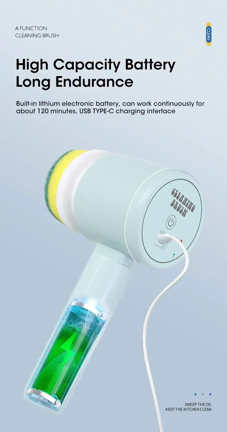 Nouveau récureur à rotation sans fil Têtes de brosse rechargeables électriques 5 en 1 pour salle de bain Carrelage de cuisine coulis Douche Voiture Nettoyage en profondeur
