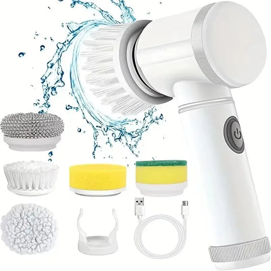 Nouveau récureur à rotation sans fil Têtes de brosse rechargeables électriques 5 en 1 pour salle de bain Carrelage de cuisine coulis Douche Voiture Nettoyage en profondeur