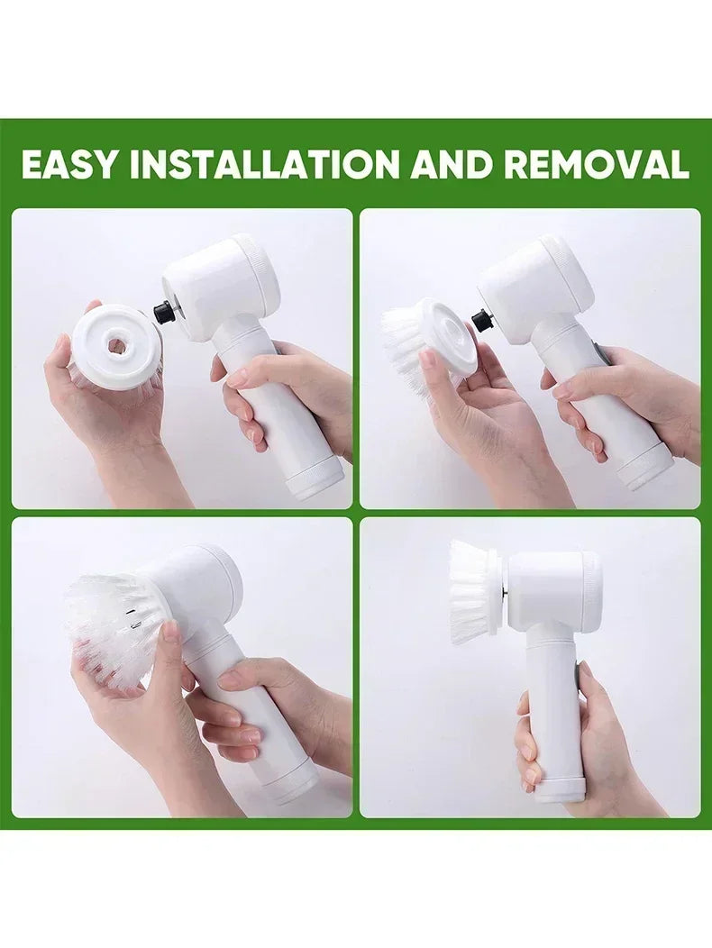 Nouveau récureur à rotation sans fil Têtes de brosse rechargeables électriques 5 en 1 pour salle de bain Carrelage de cuisine coulis Douche Voiture Nettoyage en profondeur