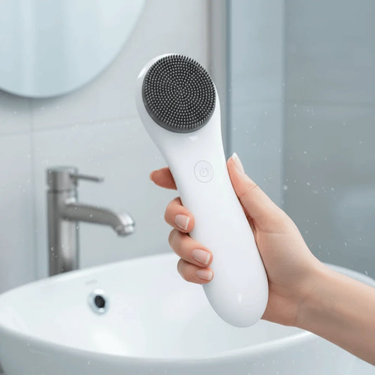 Waterproof Electric Facial Cleansing Brush Silicone Head Vibrating Facial Cleaning Scrubber Deeep Cleaning Wireless