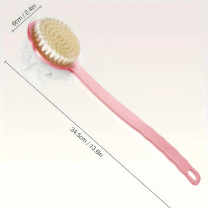 Brosse De Bain Douce À Luffa Et À Poils Pour Femmes Et Hommes - Brosse De Douche Incurvée À Long Manche Pour Le Lavage Du Corps, Du Visage Et Du Spa