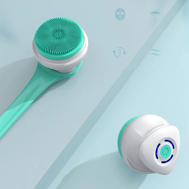 Brosse de bain électrique Nettoyage de douche Brosse de massage du corps Brosse de spa à rotation multifonctionnelle Étanche Long Handle Back Rubbing