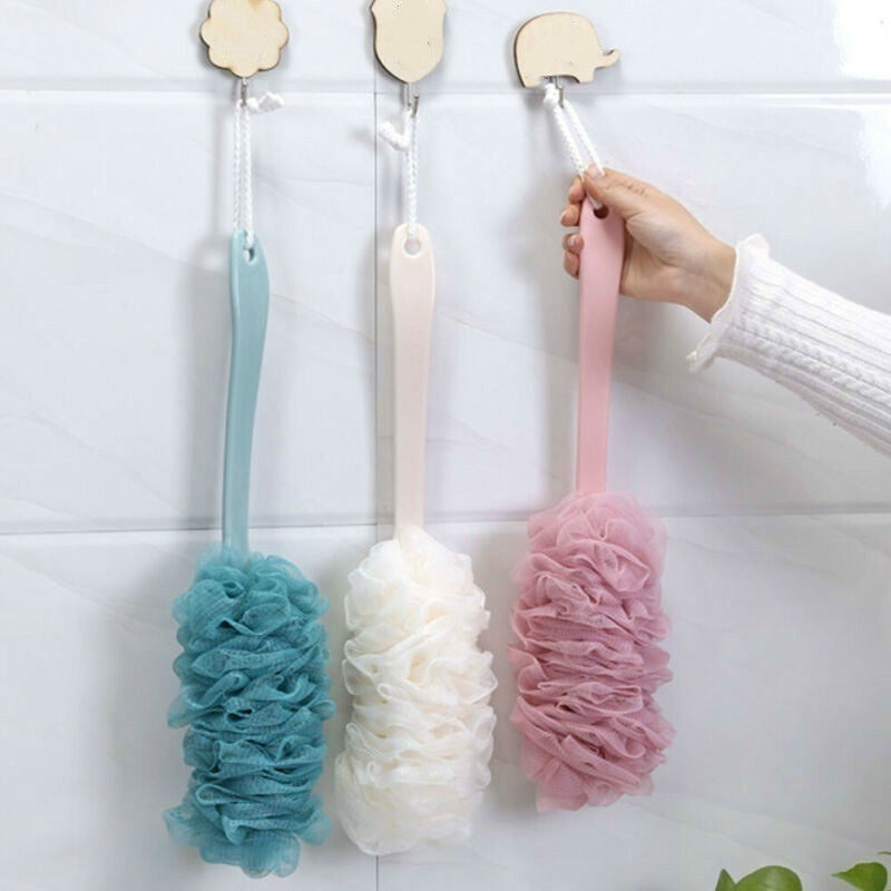 1PCS Brosse de bain à poignée longue Dos Douche Scrubber Corps Soft Mesh Scrub Puff Clean Self Bath Back Brush