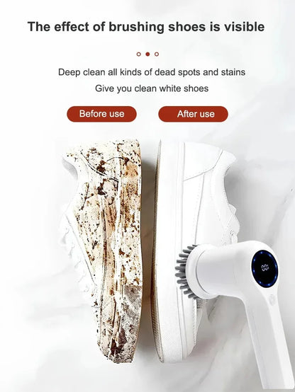 Brosse de nettoyage électrique Laveur électrique Brosse de nettoyage sans fil pour salle de bain Laveur électrique avec 5 têtes de brosse remplaçables