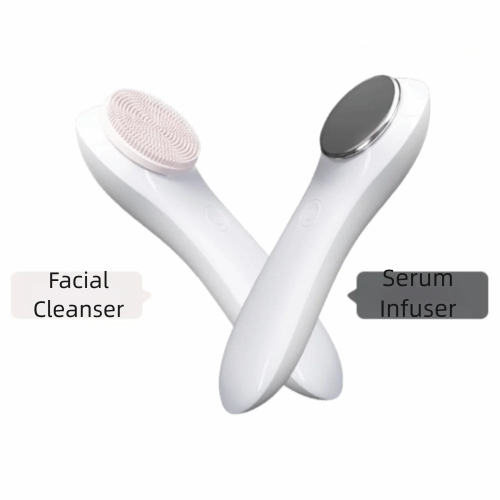 Waterproof Electric Facial Cleansing Brush Silicone Head Vibrating Facial Cleaning Scrubber Deeep Cleaning Wireless