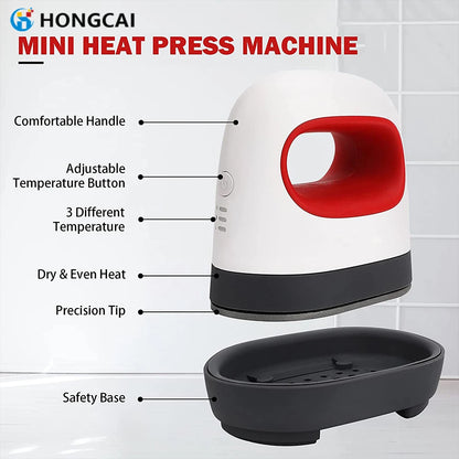 Mini presse à repasser Mini fer électrique portable Machine à presser AUP-M Utilisation à domicile Repassage et impression par transfert. / Mini Ironing Press Portable Mini Electric Iron AUP-M Pressing Machine Home Use Ironing & Transfer Printing