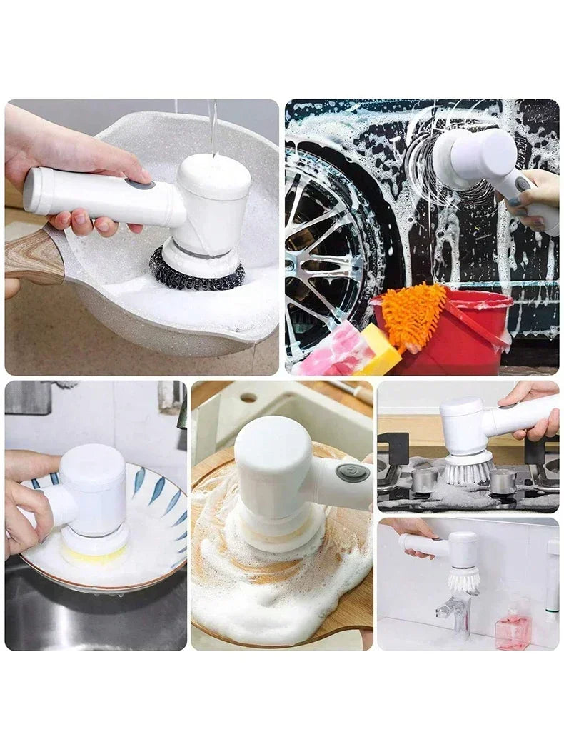 Nouveau récureur à rotation sans fil Têtes de brosse rechargeables électriques 5 en 1 pour salle de bain Carrelage de cuisine coulis Douche Voiture Nettoyage en profondeur