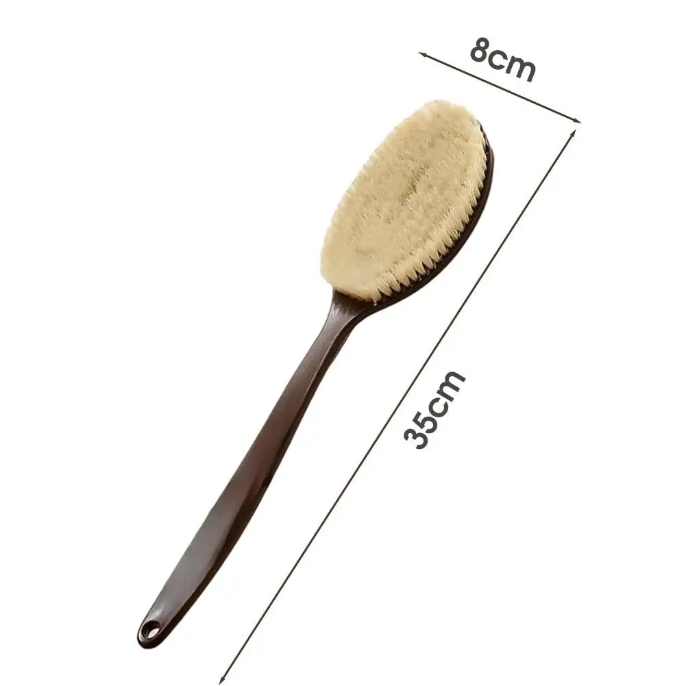 Brosse de bain à poils de noix de coco à poignée de 35 cm de long pour le bain, le nettoyage, le massage, le frottement, le brossage du dos