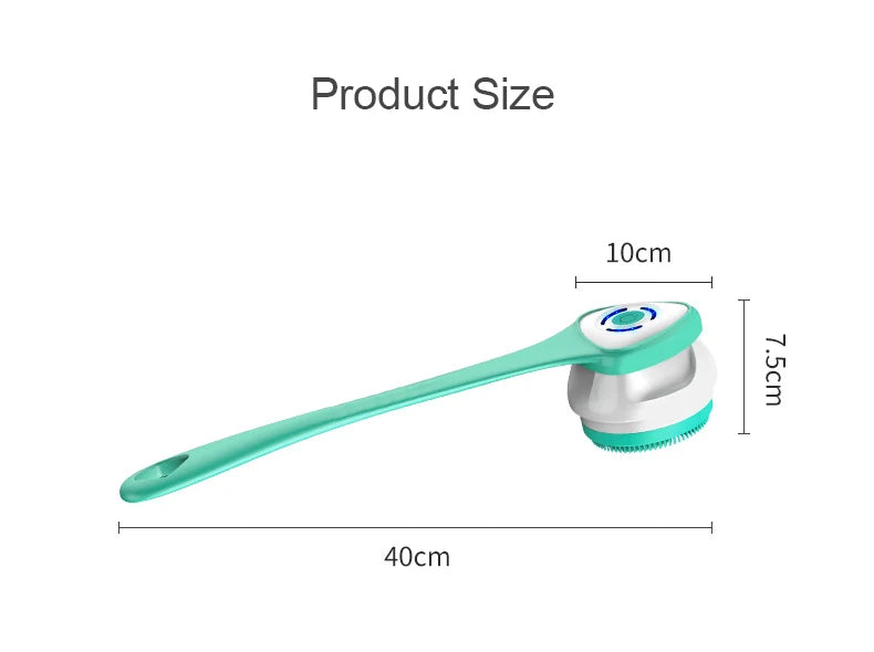 Brosse de bain électrique Nettoyage de douche Brosse de massage du corps Brosse de spa à rotation multifonctionnelle Étanche Long Handle Back Rubbing