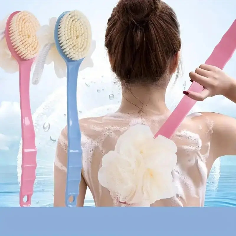 Brosse De Bain Douce À Luffa Et À Poils Pour Femmes Et Hommes - Brosse De Douche Incurvée À Long Manche Pour Le Lavage Du Corps, Du Visage Et Du Spa