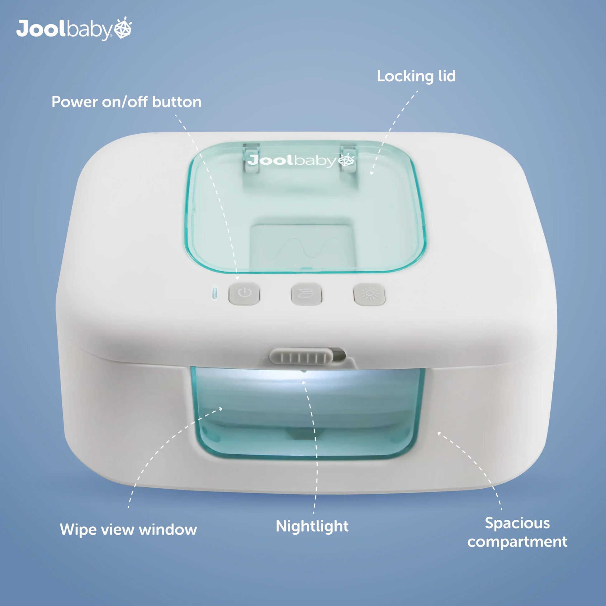 Baby Calentador Y Dispensador De Toallitas Para Bebé Con Luz LED Cambiante Y Interruptor De Encendido/Apagado De Jool